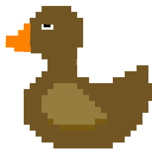 Pixel duck mascot in calm mode